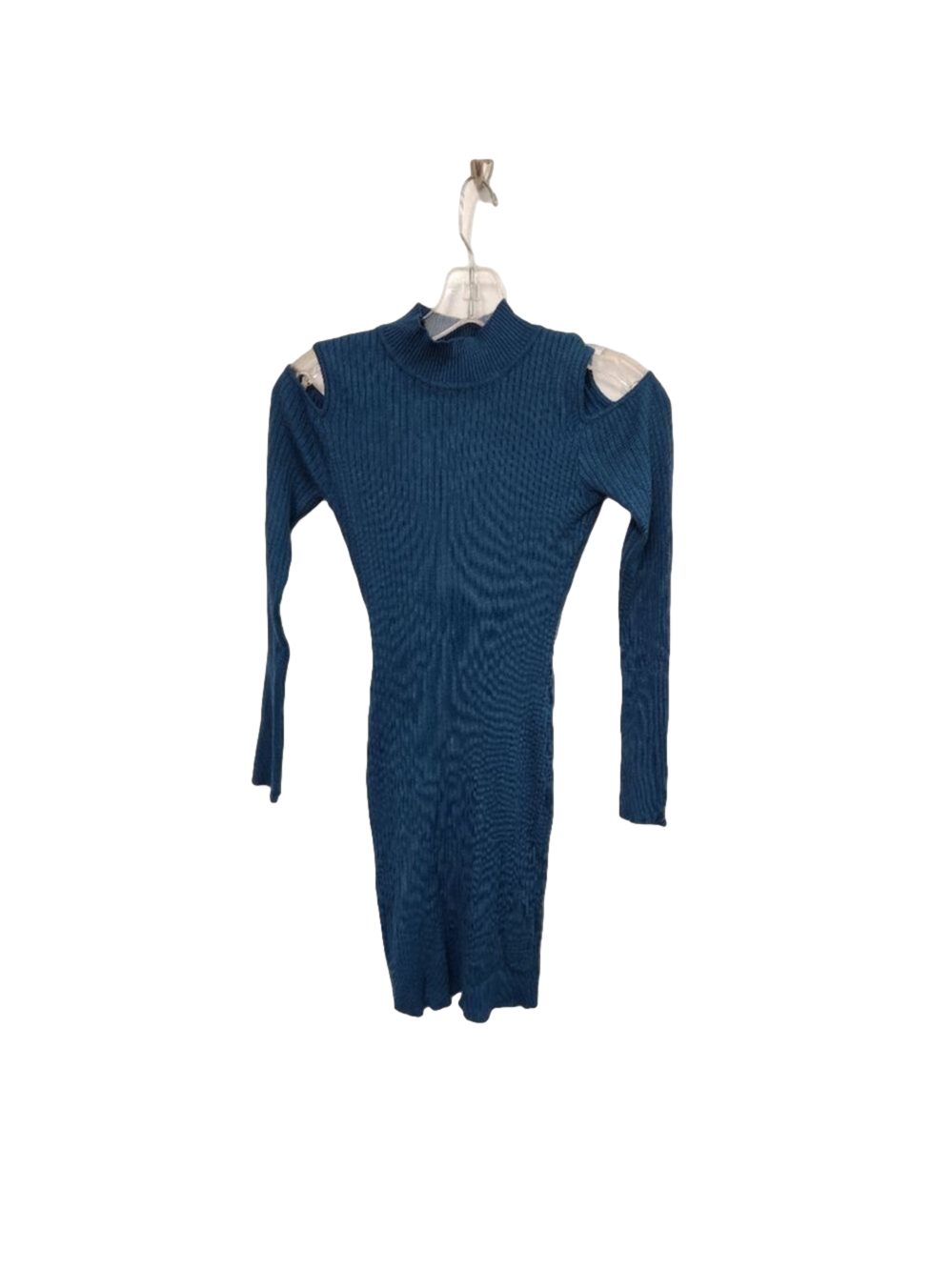 Say What? Ribbed knit Dress with A Mock neck and a back cut out Size Large